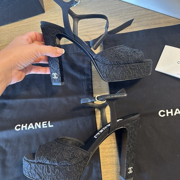 Chanel Platform Heels Special Edition Lace - Picture 3 of 11